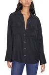 Frame Boyfriend Silk Blouse In Noir
