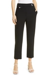 Veronica Beard Renzo Embossed Button Detail Trousers In Black With Gold Buttons