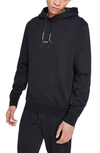 Armani Exchange Milano New York Graphic Cotton Hoodie In Navy Blue