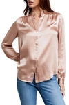 L Agence Bianca Silk Satin Blouse In Dusty Pink