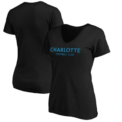 Fanatics Branded Black Charlotte Fc Wordmark V-neck T-shirt