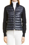 Moncler Cardigan With Padded Panels In 778 Navy