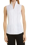Misook Plus Size Sleeveless Stretch-cotton Shirt In White