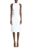 ALAÏA FONTANA SLASH SLEEVELESS MIDI SWEATER DRESS