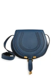 Chloé Small Marcie Leather Saddle Bag In Navy