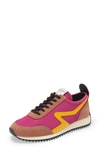 Rag & Bone Retro Suede & Mesh Runners In Fuschia Multi