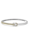 Lagos 18k Yellow Gold & Sterling Silver Newport Diamond Knot Hinged Bangle Bracelet In Diamond