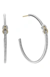 Lagos 18k Yellow Gold & Sterling Silver Newport Diamond Knot Large Hoop Earrings In Diamond