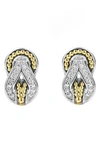 Lagos 18k Yellow Gold & Sterling Silver Newport Diamond Knot Stud Earrings In Diamond