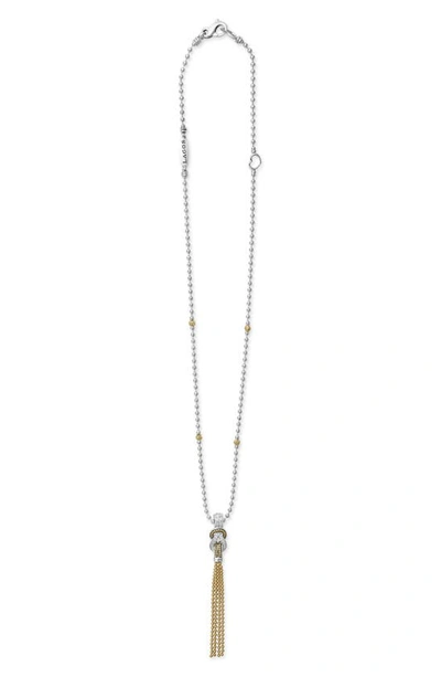 Lagos Newport Diamond 70mm Knot Tassel Pendant Necklace