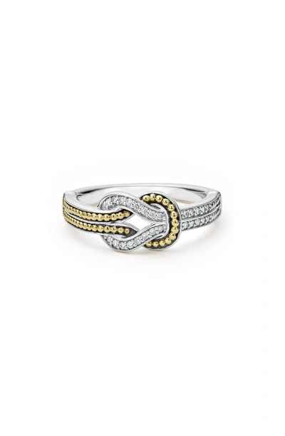 Lagos 18k Yellow Gold & Sterling Silver Newport Diamond Knot Band In Silver/gold