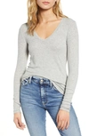 Splendid V-neck Long Sleeve T-shirt In Heather Grey