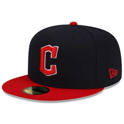 New Era Men's  Navy And Red Cleveland Guardians Authentic Collection On-field 59fifty Fitted Hat In Navy,red
