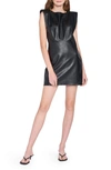 En Saison Lana Vegan Leather Padded Shoulder Minidress In Black