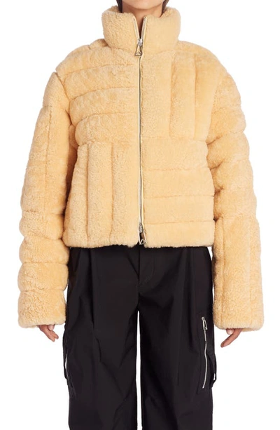 Bottega Veneta Intrecciato Pattern Padded Jacket In Yellow