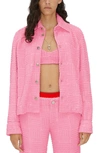 Bottega Veneta Woven-jacquard Toweling Button-down Jacket In Bubble Gum Washed