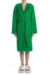 Bottega Veneta Intrecciato Jacquard Cotton Terry Bathrobe In Green