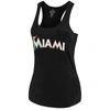 SOFT AS A GRAPE SOFT AS A GRAPE BLACK MIAMI MARLINS PLUS SIZE SWING FOR THE FENCES RACERBACK TANK TOP