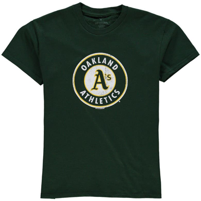 Soft As A Grape Kids' Oakland Athletics Youth Distressed Logo T-shirt In Green