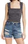Free People Love Letter Floral Knit Camisole In Grey