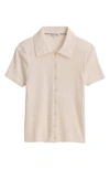 Alex Mill Suzanne Ribbed Button Front Polo In Ivory
