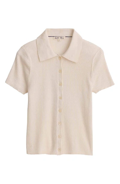 Alex Mill Suzanne Ribbed Button Front Polo In Ivory