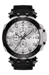 Tissot T-sport Chronograph Webbed Strap Watch, 48mm In Black/ Silver/ Black