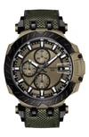 Tissot T-sport Chronograph Webbed Strap Watch, 48mm In Green