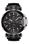 Tissot T-sport Chronograph Webbed Strap Watch, 48mm In Black/ Silver