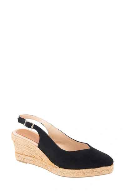 Patricia Green Poppy Slingback Espadrille Wedge In Black