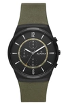 SKAGEN MELBYE LEATHER STRAP WATCH, 42MM