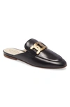 Tod's Glossy Black Slippers With Logo Plaque In Nero