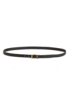 Saint Laurent Monogram Thin Belt In 1000 Nero