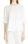 Merlette Sol Broderie-anglaise Cotton-poplin Top In White