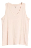 Madewell Whisper Shout Cotton V-neck Tank In Sheer Pink