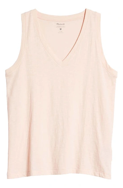 Madewell Whisper Shout Cotton V-neck Tank In Sheer Pink
