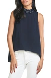 SACHIN & BABI KEATON SEQUIN MOCK NECK CREPE BLOUSE