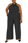 Julia Jordan Sleeveless Twisted Halter Wide Leg Jumpsuit In Black