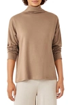 Eileen Fisher Funnel Neck Top In Cinnamon