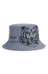 Kenzo Tiger Logo-print Bucket Hat In Glacier