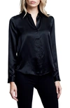 L Agence L'agence Tyler Silk Button Front Blouse In Black