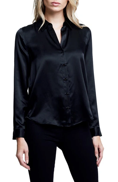 L Agence L'agence Tyler Silk Button Front Blouse In Black
