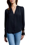 L AGENCE AVA LACE CUFF BUTTON-UP BLOUSE