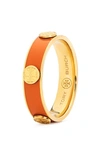 Tory Burch Red And Gold Tone Miller Stud Ring In Tory Gold / Chipotle Spice
