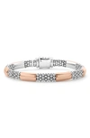 Lagos High Bar Caviar Rope Bracelet In Rose Gold