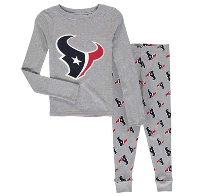 Outerstuff Kids' Preschool Heathered Grey Houston Texans Long Sleeve T-shirt & Trousers Sleep Set