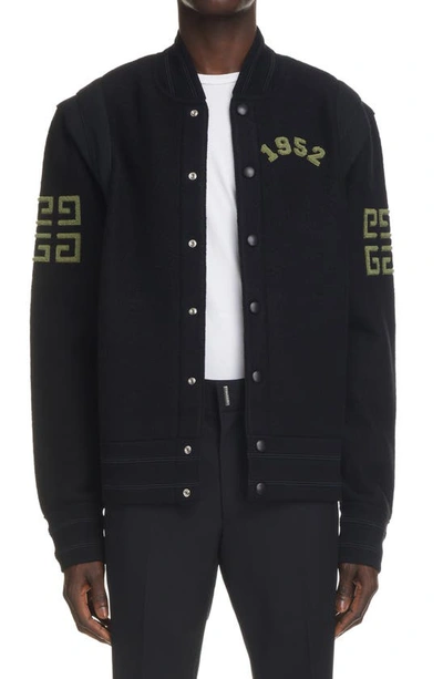 Givenchy Textured Patch-detail Bomber Jacket In Black