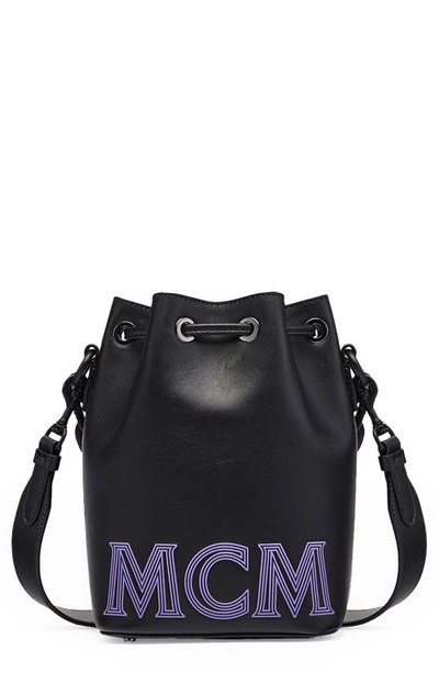 Mcm Mini Drawstring Leather Bucket Bag In Black