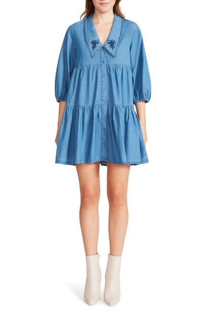 Bb Dakota By Steve Madden Chambray My Way Tiered Cotton Dress In Washed  Denim | ModeSens