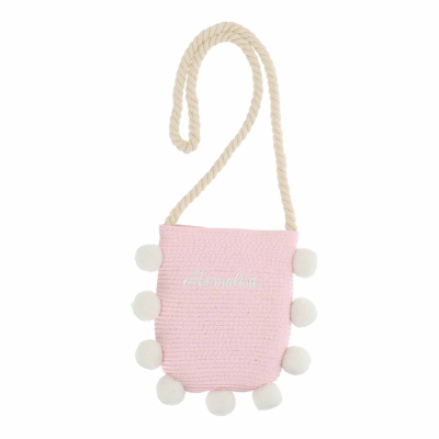 Monnalisa Kids' Pom-pom Crossbody Bag Pink